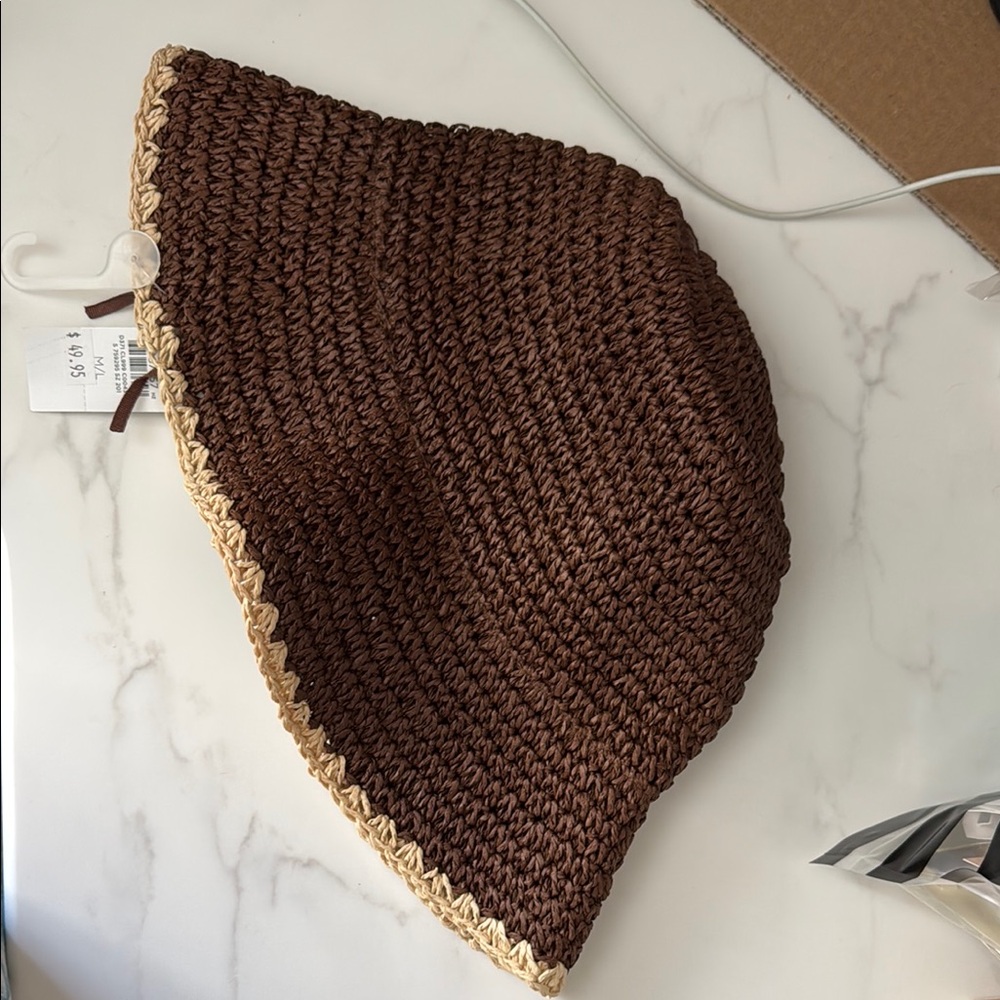 LOFT Brown and Tan Woven Hat
